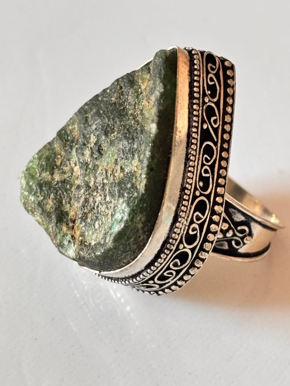 🦋2/25$ Raw Serpentine stamp (UNTESTED) 925 ring size 7 NWOT
